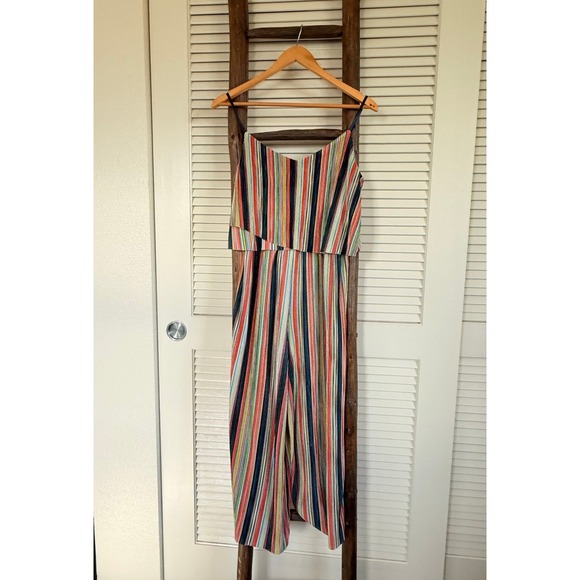 Bebop Striped Jumpsuit Sleeveless Wide Leg Crop Colorful Casual Summer size S - Picture 1 of 5